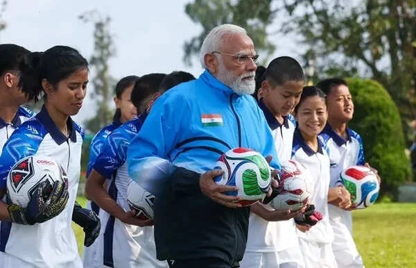 PM Modi Joins Youngsters for Friendly Football Game in Gangtok During Sikkim Visit